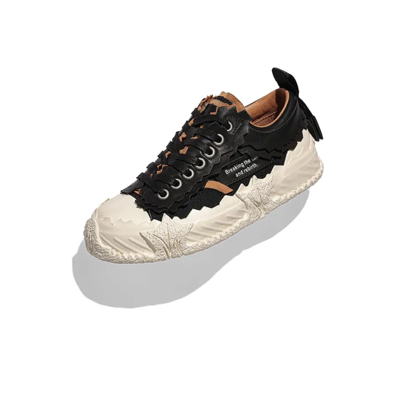 CHOUCHOUS Skateboard Shoes Unisex Low Top Black/White-5