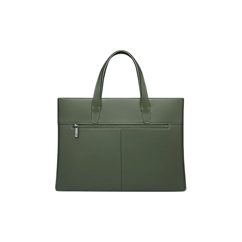 WilliamPOLO Cow Leather Briefcases Medium Size Men's Black/Army Green/Blue-9