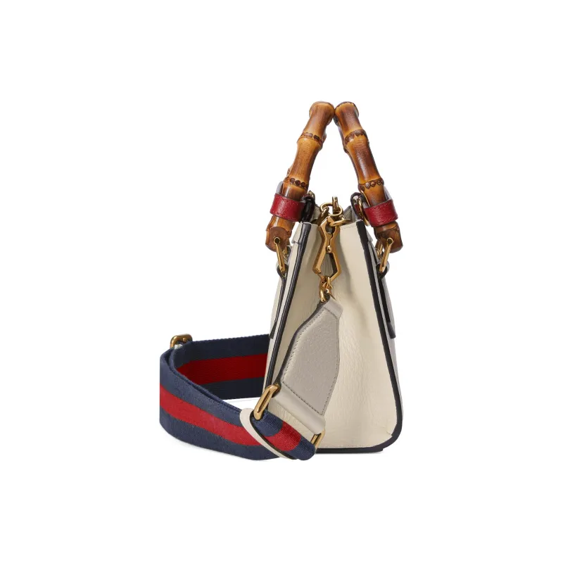 GUCCI Diana Leather Tote Bag Shopping Bag Shoulder Bag Crossbody Bag Handbag Mini Women's White-3