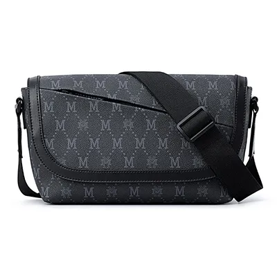 FION Artificial Leather Crossbody Bag Regular Men's Black-0