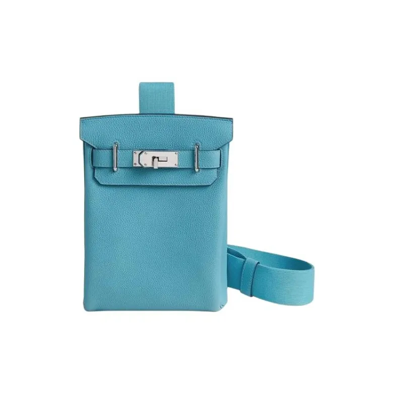 HERMES Hac A Dos Togo Calfskin Shoulder Bag Crossbody Bag Small Size Unisex Light Blue-0