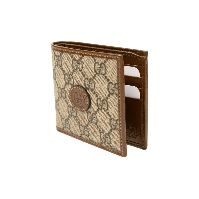 GUCCI Canvas With Leather Wallet Men's Ebony/Brown-2