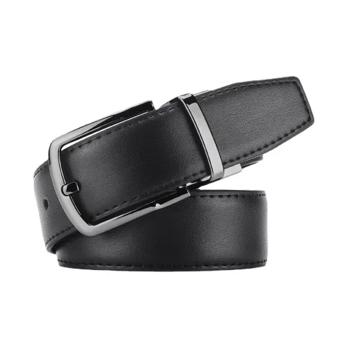 AAJF Business Pin Buckle Rotating Cow Leather Black Korean Style Leather Belts Men's