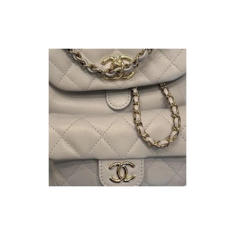 CHANEL Duma Calfskin Backpack Trumpets Women's Cream Blue-1