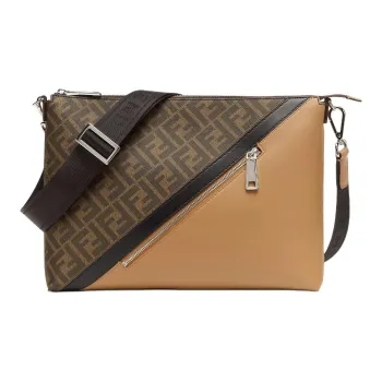 FENDI Canvas Courier Bag Crossbody Bag Shoulder Bag Men's Brown
