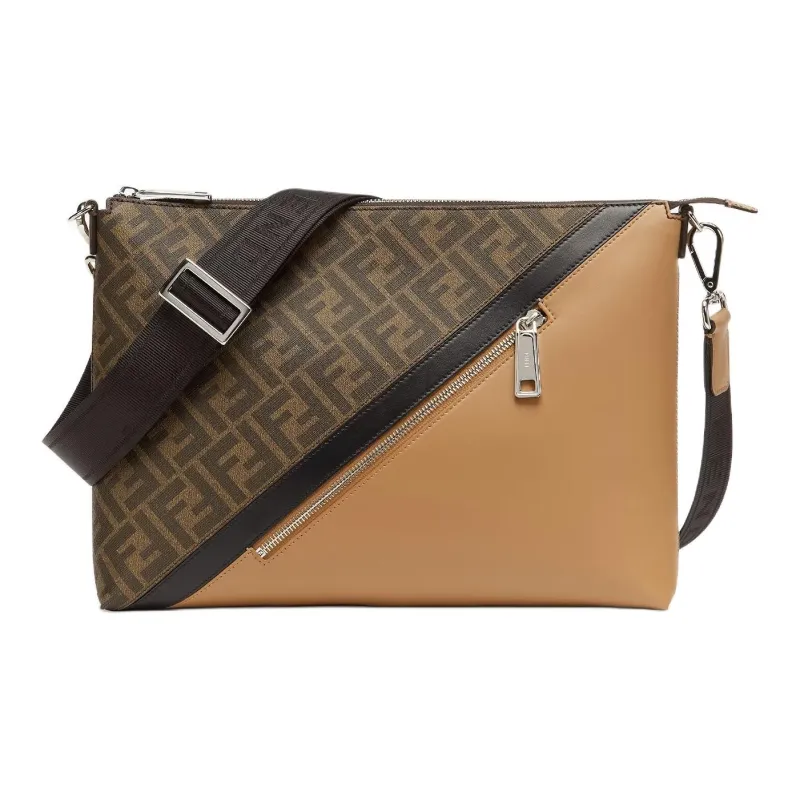 FENDI Canvas Messenger Bag, Crossbody Bag, Shoulder Bag Men's Brown-0