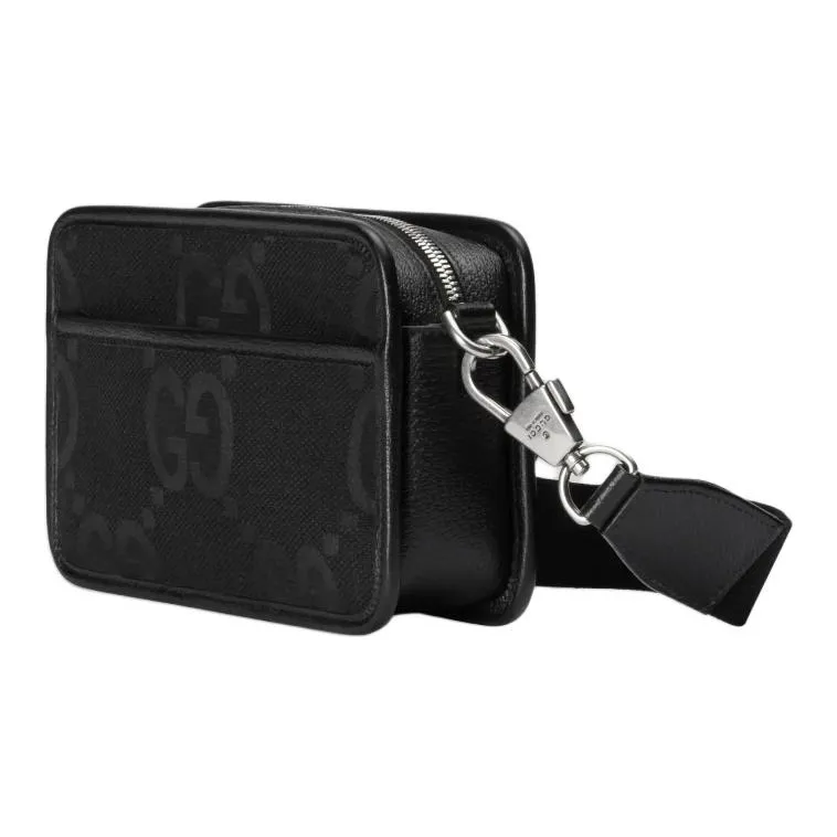 GUCCI GG Canvas With Leather Trim Canvas Bag Camera Bag Shoulder Bag Crossbody Bag Mini Men's Black-2