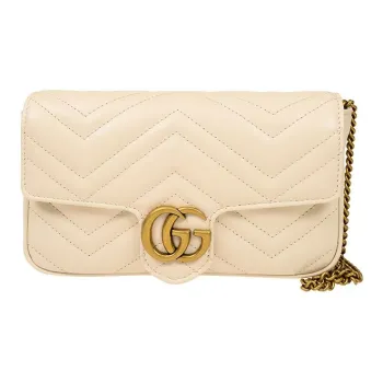GUCCI GG Marmont Leather 2 in 1 Combo Bag Shoulder Bag Crossbody Bag Mini Women's White/Black