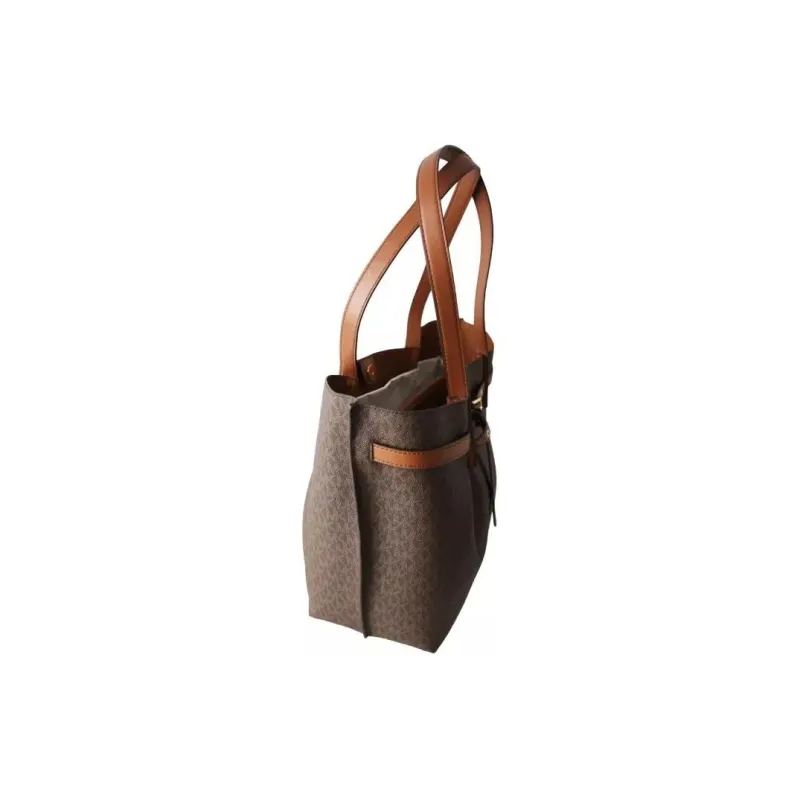 MICHAEL KORS Emilia Artificial Leather Tote Bag, Shopping Bag, Shoulder Bag Regular Women's Dark Brown/Leather Brown-4