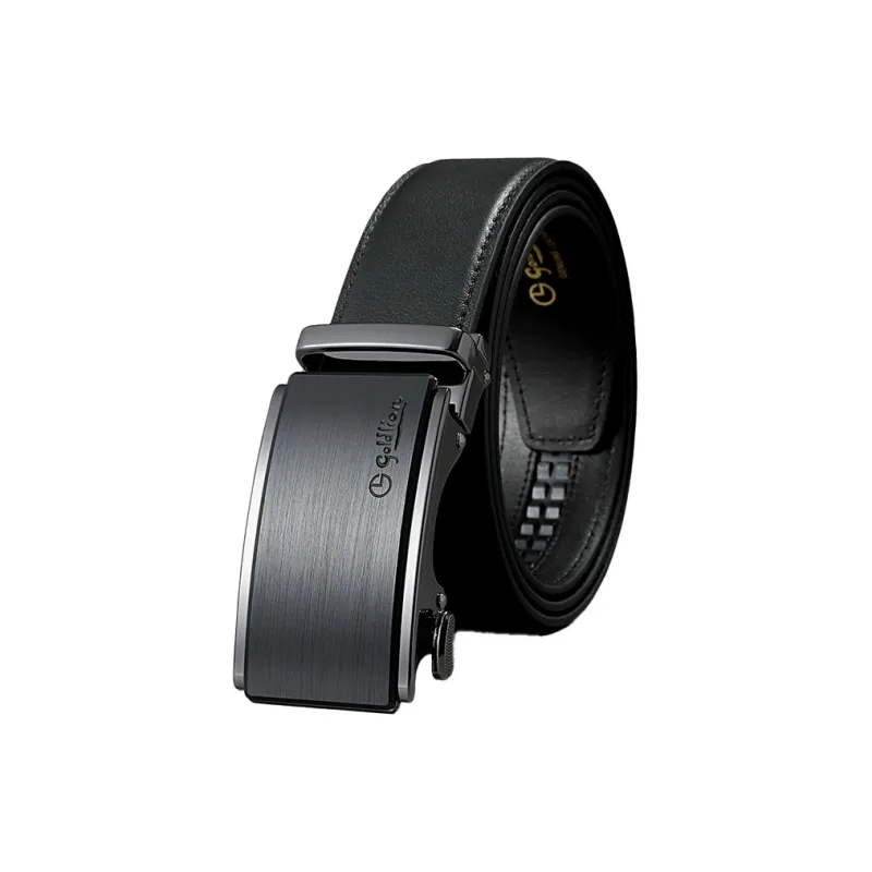 GOLDLION Top Grain Cow Leather Belts Unisex Black 3.5CM-4