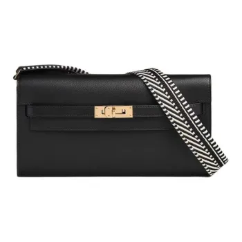 HERMES Kelly To Go Evergrain Calfskin Shoulder Bag Crossbody Bag Women's Black