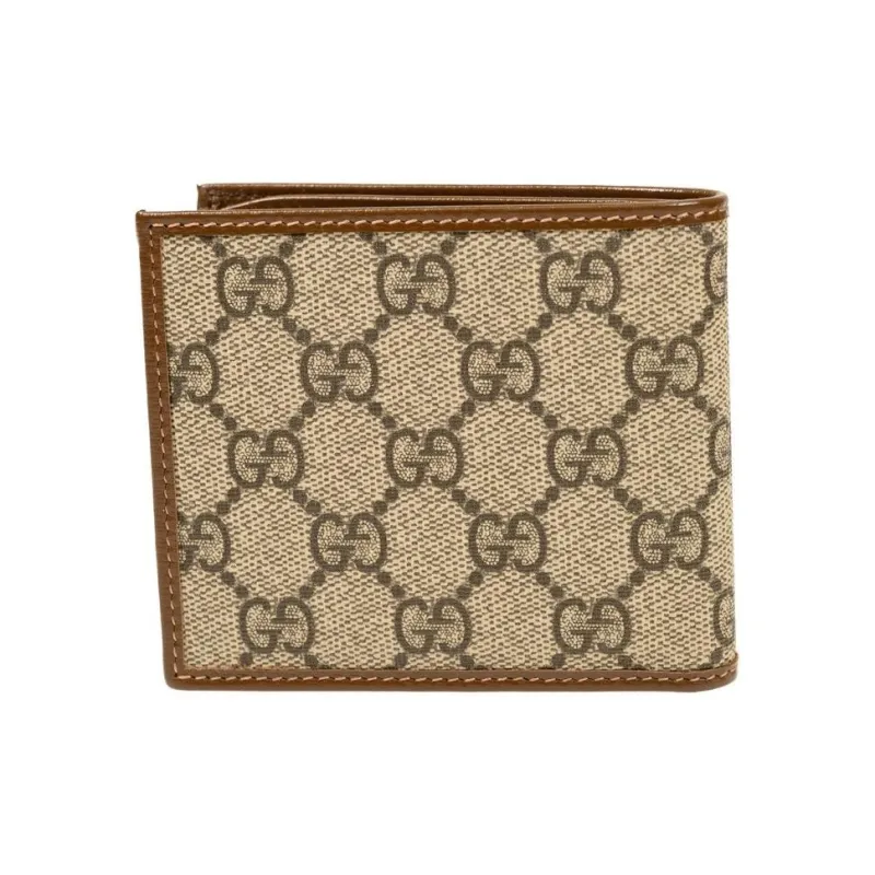 GUCCI Canvas With Leather Wallet Men's Ebony/Brown-3