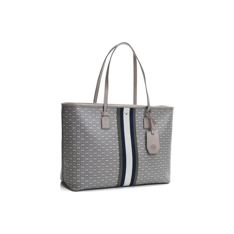 TORY BURCH Gemini Link Coated Canvas Tote Bag, Shopping Bag, Handbag, Shoulder Bag Women's Gray-3