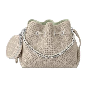 LOUIS VUITTON Bella Reverse Etched Cow Leather Bucket Bags One Shoulder Handbag Crossbody Bag Women's Greige