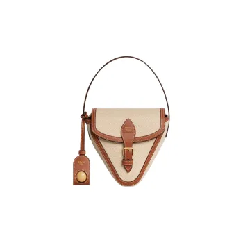 CELINE Calfskin Triangle Bag Handbags Men's Natural & Brown Umber