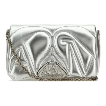 Alexander McQueen Leather Crossbody Bag, Shoulder Bag Trumpets Women's Silver