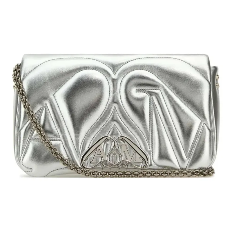 Alexander McQueen Leather Crossbody Bag, Shoulder Bag Trumpets Women's Silver-0