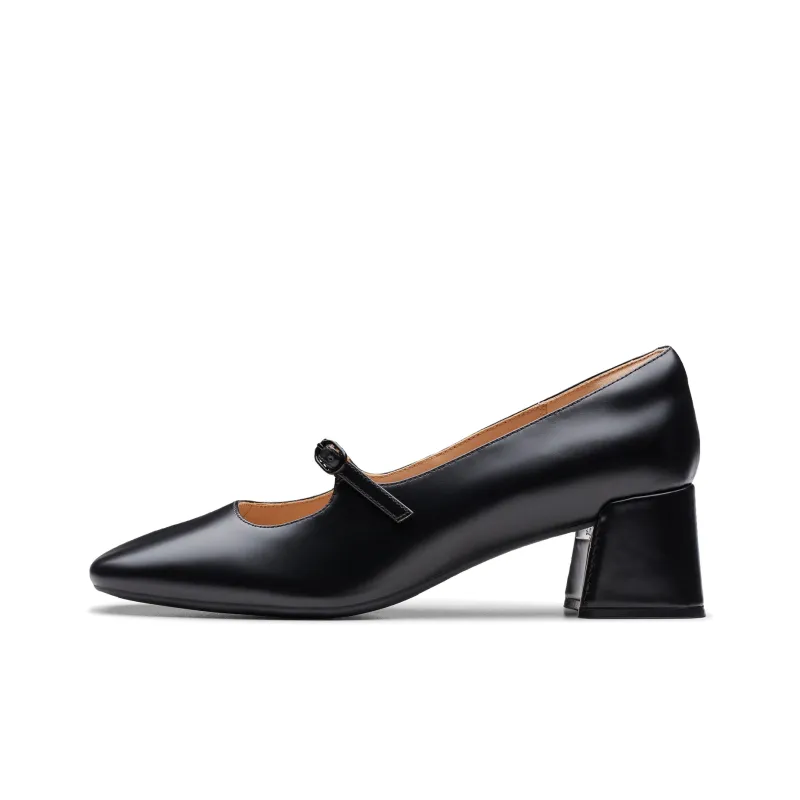Clarks Chunky Heel Mary Jane Shoes Women's Black-0