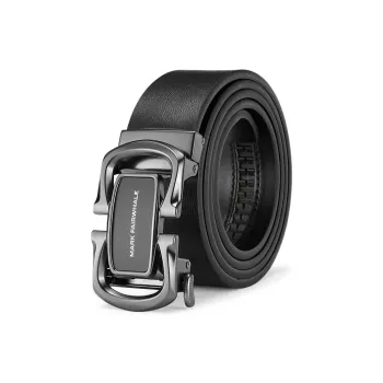 FAIRWHALE Cut Out Business Automatic Buckle Genuine Leather Belt Cow Leather Belt Men's Width 3.5CM