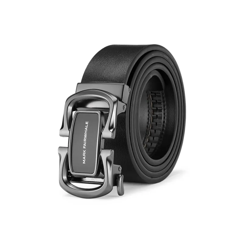 FAIRWHALE Cut Out Business Automatic Buckle Genuine Leather Belt Cow Leather Belt Men's Width 3.5CM-0
