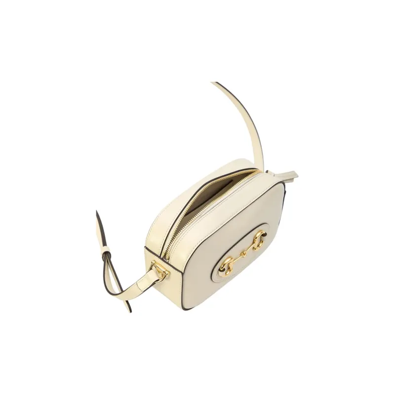 GUCCI Horsebit 1955 Leather Crossbody Bag Shoulder Bag Women's White-3