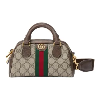 GUCCI Ophidia Canvas With Leather Bowling Bag Crossbody Bag, Handbag Mini Women's Brown