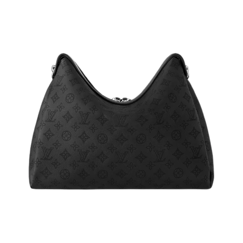 LOUIS VUITTON Engraved Cow Leather Handbag, Shoulder Bag, Crossbody Bag Medium Size Women's Black-2