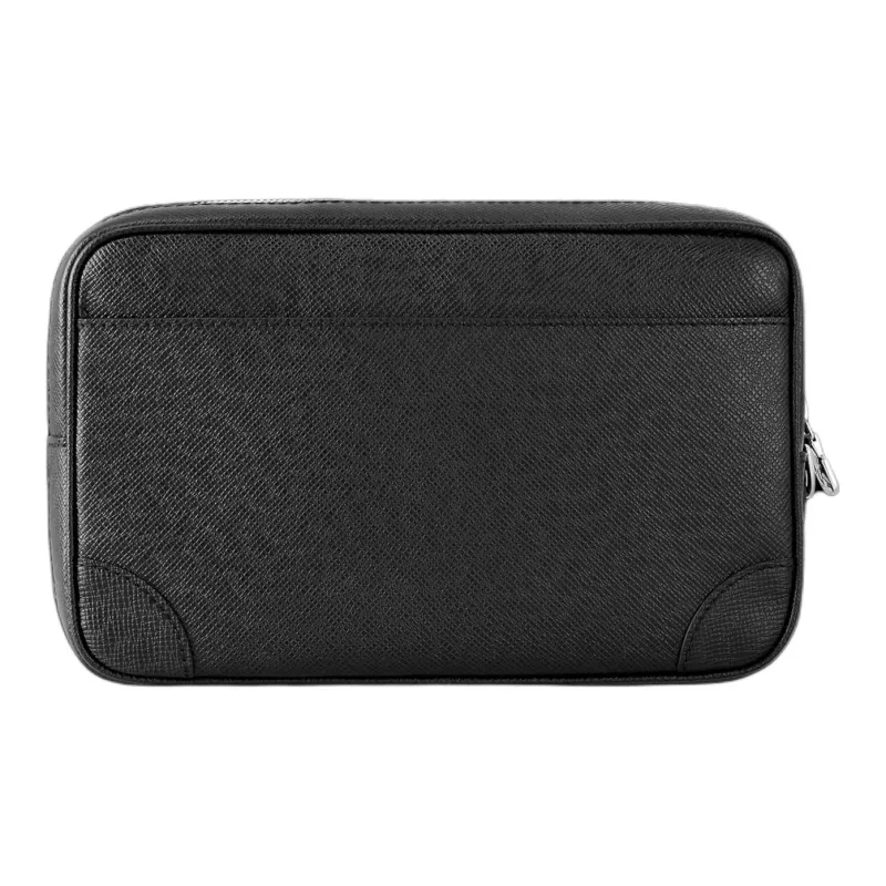 LOUIS VUITTON Cow Leather Clutch Men's Black-2