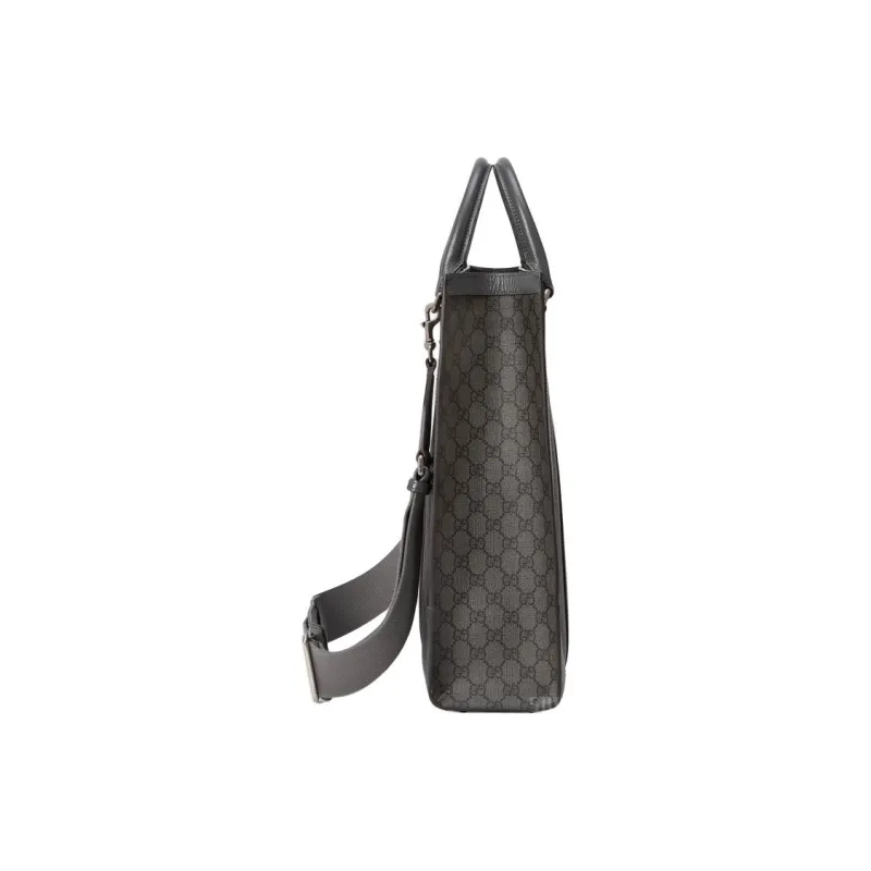 GUCCI Ophidia Canvas With Leather Tote Bag Shopping Bag Handbag Medium Size Men's Gray-6