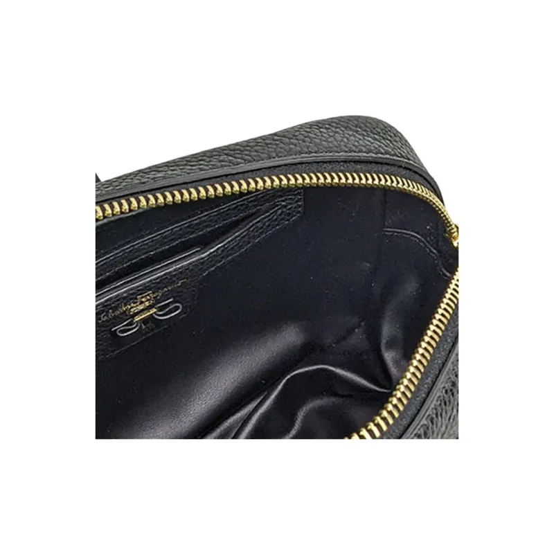 FERRAGAMO Vara Litchi Grain Calfskin Camera Bags Crossbody Bag Shoulder Bag Women's Black-3