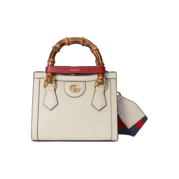 GUCCI Diana Leather Tote Bag Shopping Bag Shoulder Bag Crossbody Bag Handbag Mini Women's White