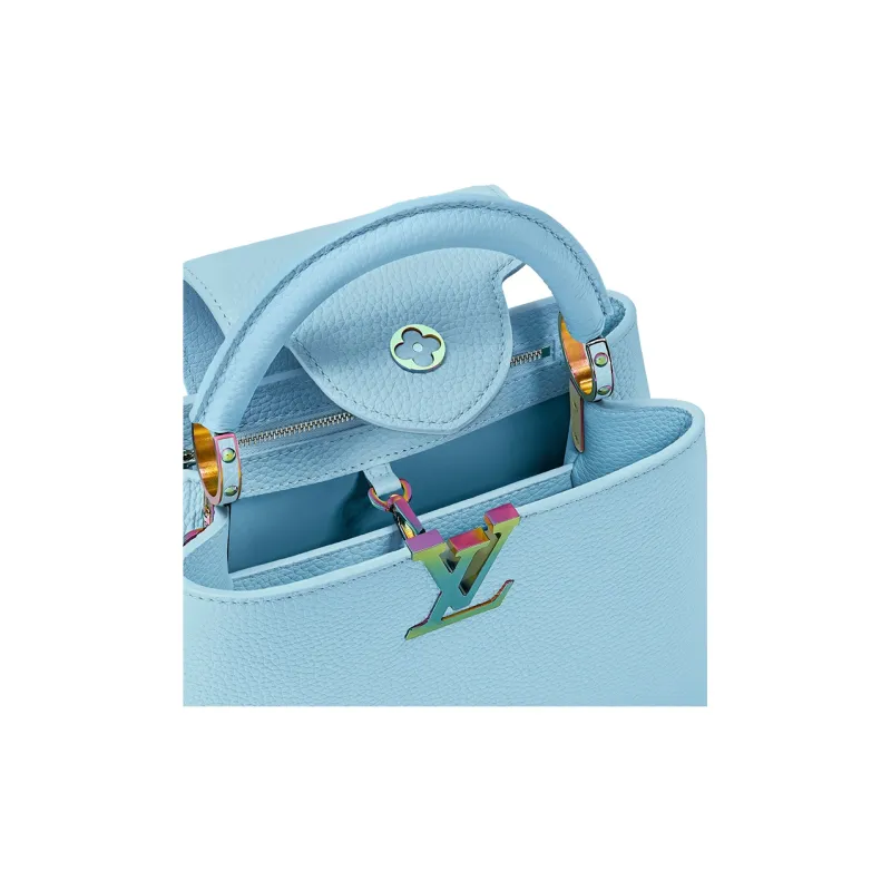 LOUIS VUITTON Capucines Leather One Shoulder Handbag Trumpets Women's Yellow Jade Blue-5
