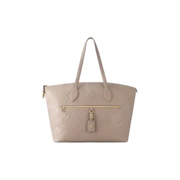 LOUIS VUITTON Leather Tote Bag Shopping Bag Travel Bag Handbag Women's Dove Gray