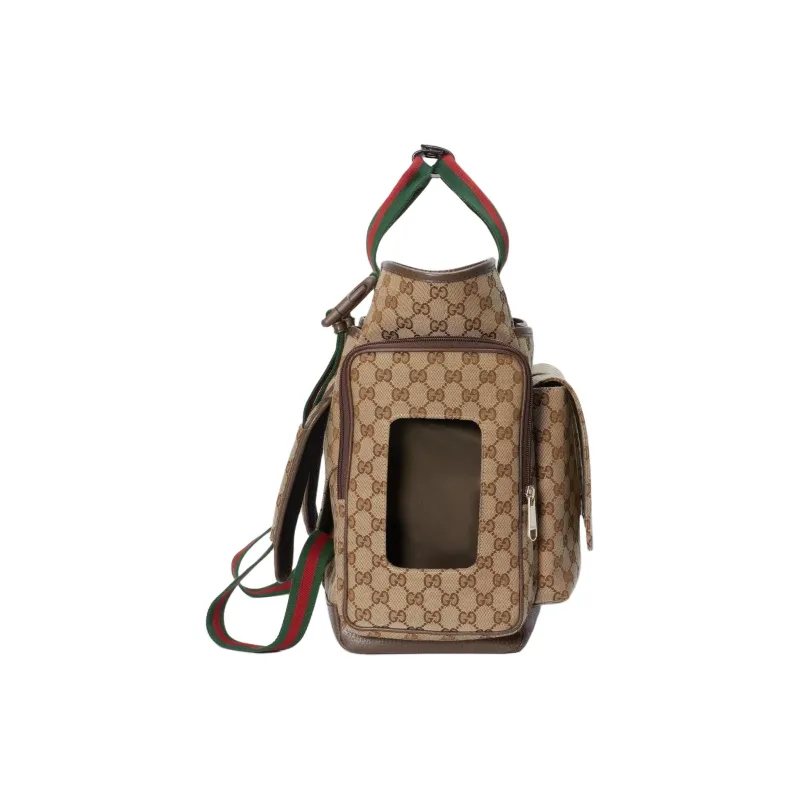 GUCCI Original Canvas With Leather Canvas Bag, Backpack, Handbag Men's Beige & Ebony-2