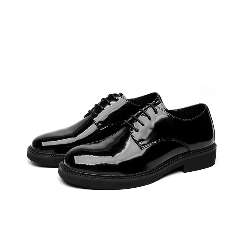 GZZ Dress Shoes Men Low Top Black-2