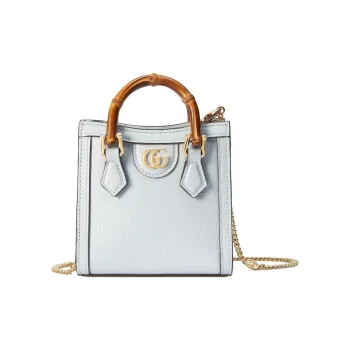 GUCCI Diana Leather Shoulder Bag Crossbody Bag Handbag Extra Mini Women's Light Blue