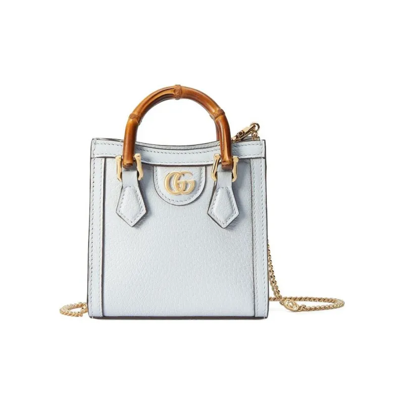 GUCCI Diana Leather Shoulder Bag Crossbody Bag Handbag Extra Mini Women's Light Blue-0