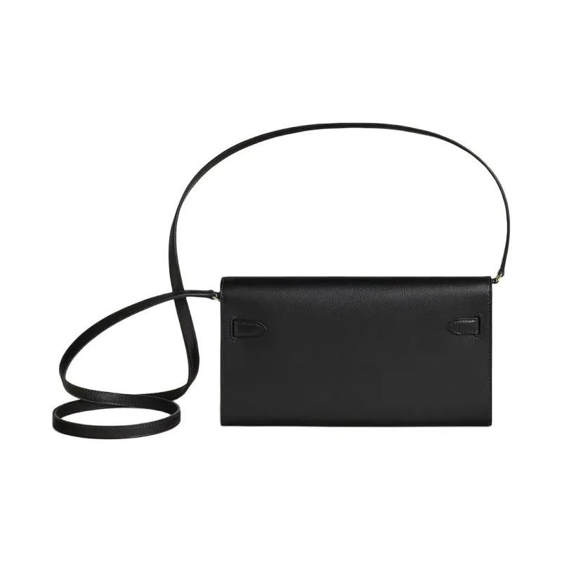 HERMES Kelly To Go Evergrain Calfskin Shoulder Bag Crossbody Bag Women's Black-2