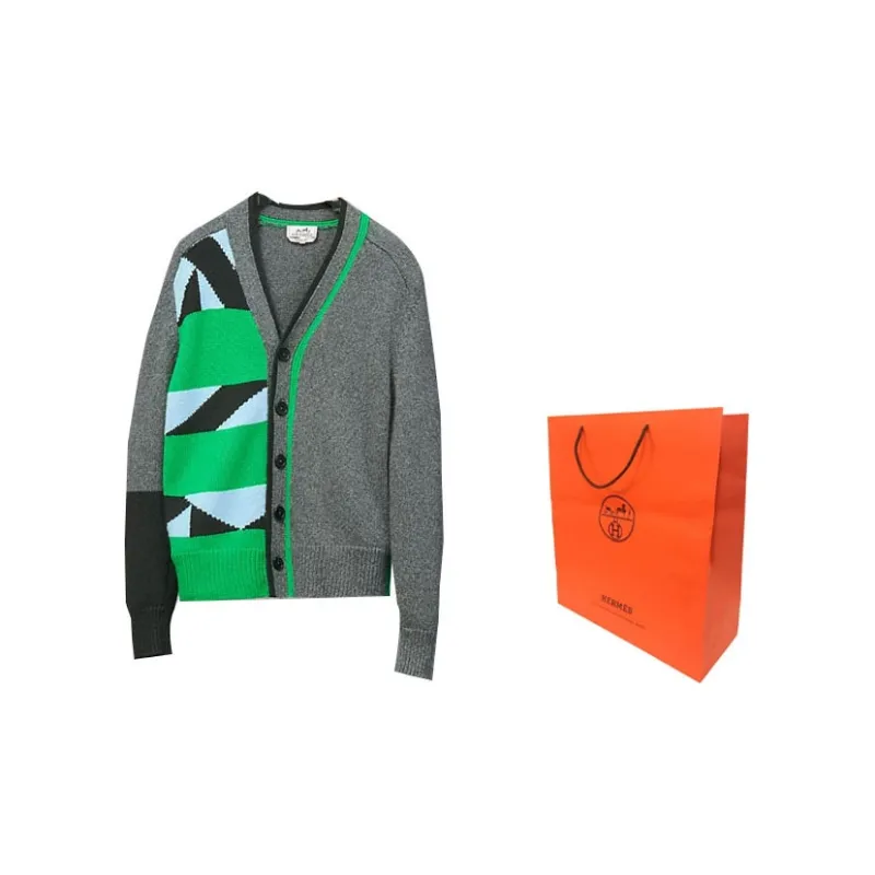 HERMES 2010s Rayures Tangram Cardigan-2