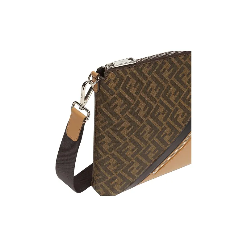 FENDI Canvas Clutch Men's Brown & Beige-4