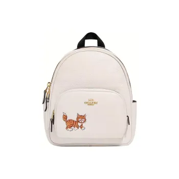 COACH Court Cow Leather With Textile Backpack Mini Women's Chalk White