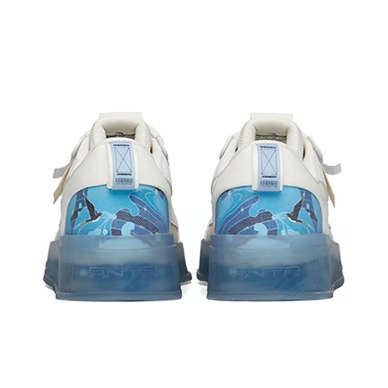 Anta Anti Slip And Wear Resistant Lightweight Low Top Skateboard Shoes Men's White Blue-3