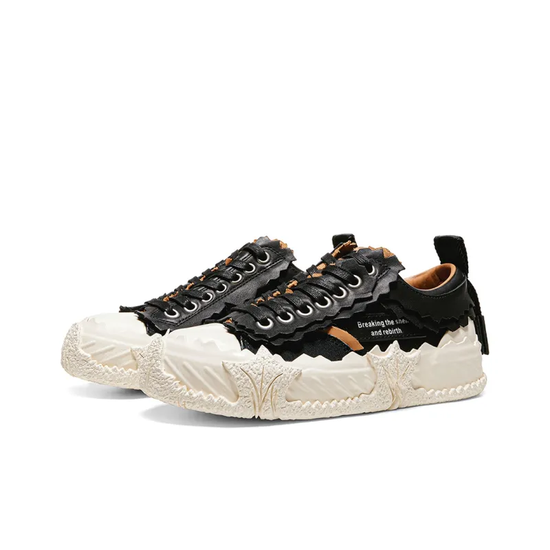 CHOUCHOUS Skateboard Shoes Unisex Low Top Black/White-3