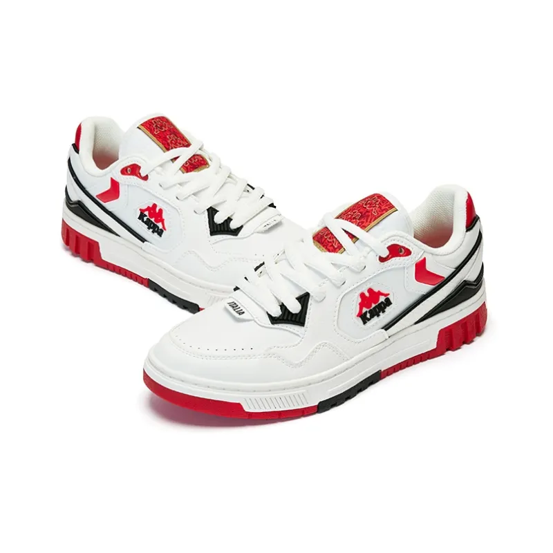 Kappa Cushioning Wear Resistant Low Top Skateboard Shoes Unisex White Red-5