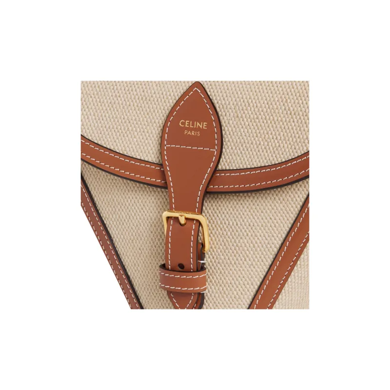 CELINE Calfskin Triangle Bag Handbags Men's Natural & Brown Umber-3