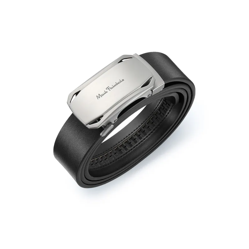 FAIRWHALE Minimalist Style Automatic Buckle Seamless Belt Genuine Leather Belt Men's Width 3.5CM-4