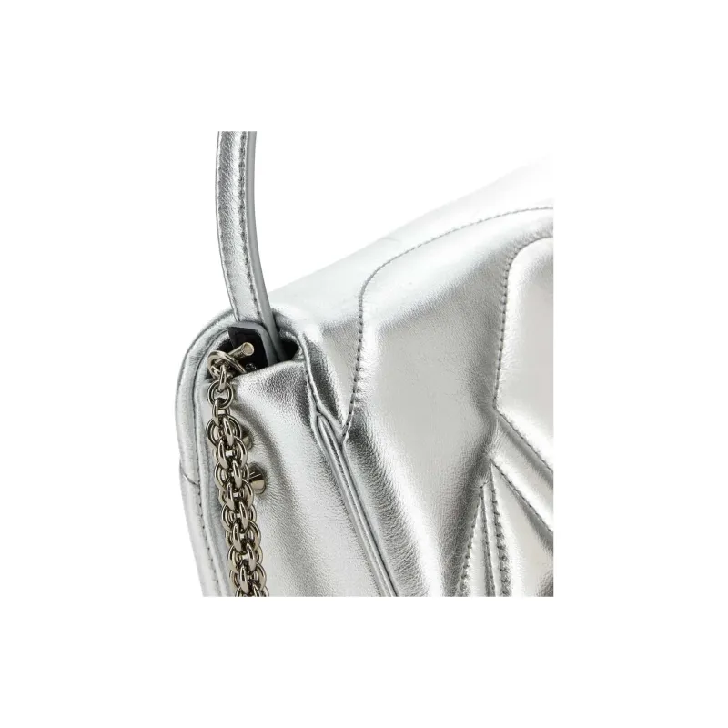 Alexander McQueen Leather Crossbody Bag, Shoulder Bag Trumpets Women's Silver-3