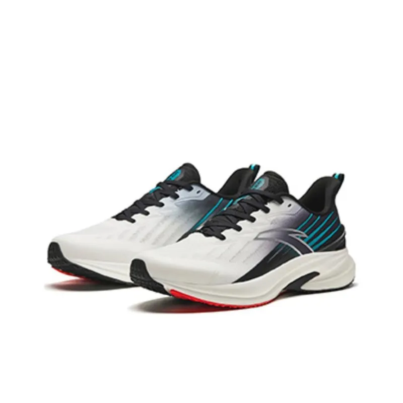 Anta Running Collection Anti-Slip Wear-Resistant Low-Top Running Shoes Men's White Black Cyan-1