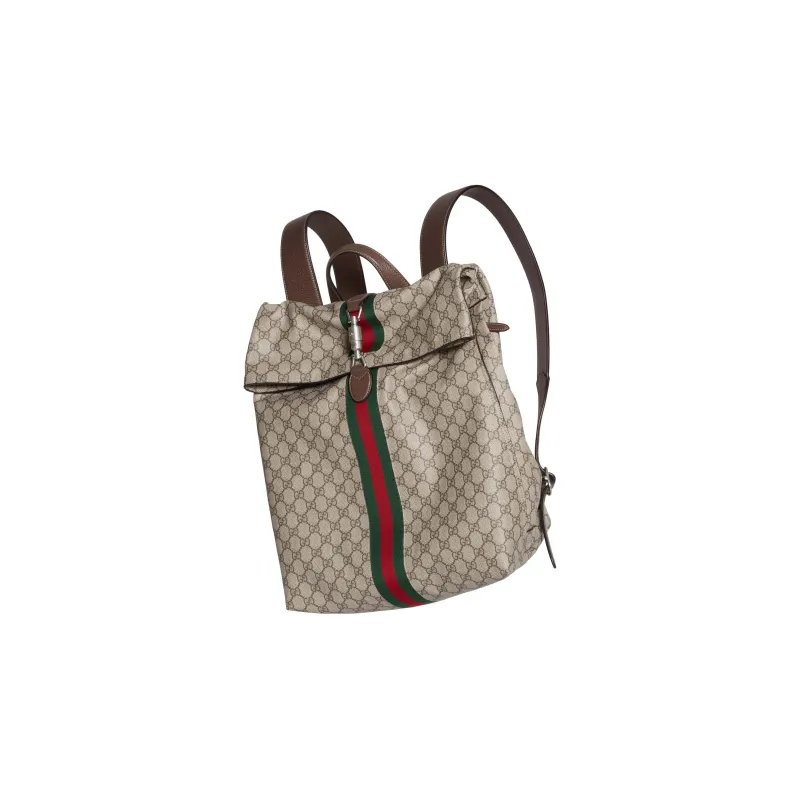 GUCCI Jackie 1961 Canvas With Leather Backpack Men's Beige & Ebony-7