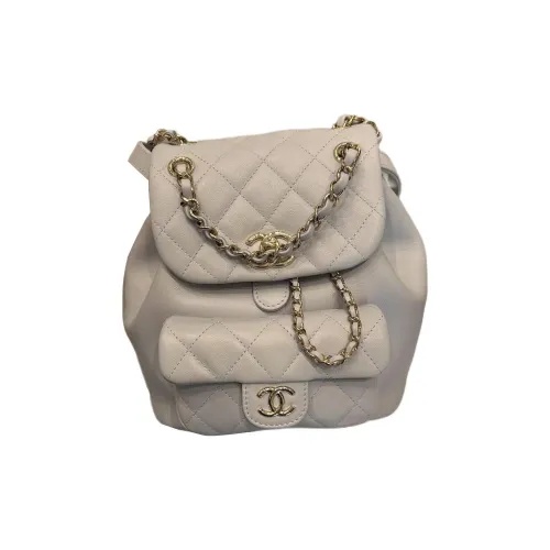CHANEL Duma Calfskin Backpack Small Size Women's Cream Blue